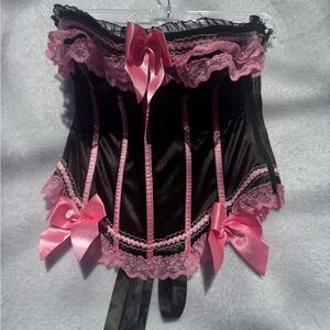 Chic Black and Pink Lace Corset